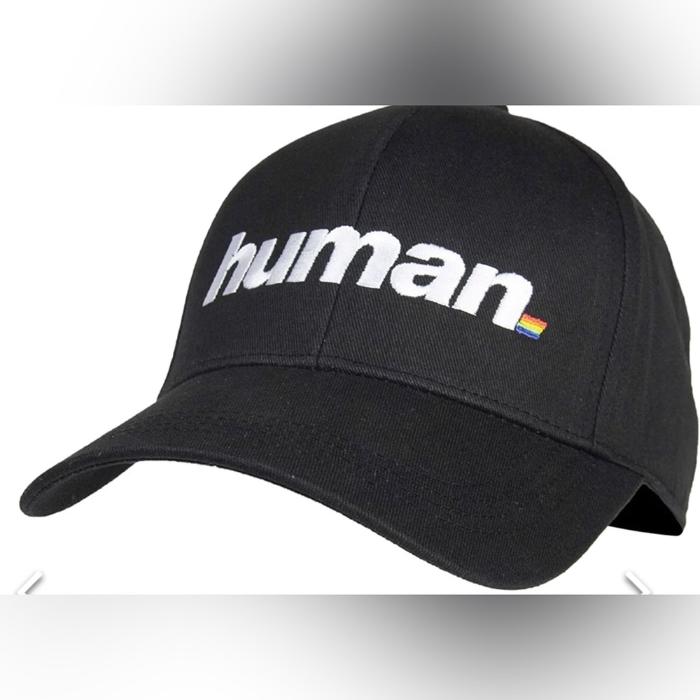 NWT Queer Eye Official Merch Black Baseball Hat with "Human" and Rainbow